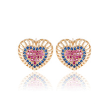 25349 aretes de circonitas sintéticos de circonitas con diseño de oro de 18 quilates en color dorado elegante